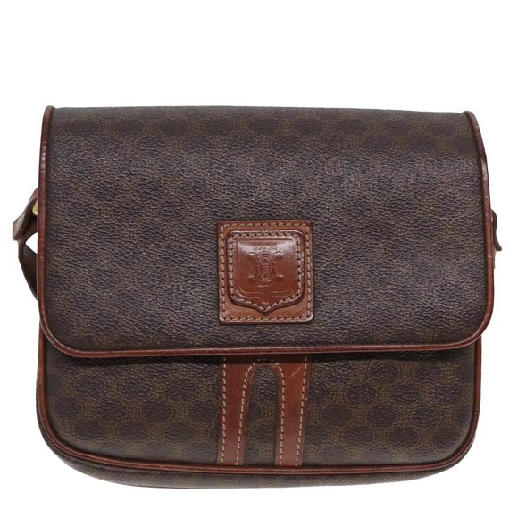 CELINE Macadam Canvas Shoulder Bag PVC Leather Brown Auth 79666 - Picture 2 of 16